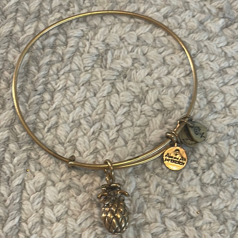 Alex and Ani Gold Charm Pineapple Bangle Bracelet